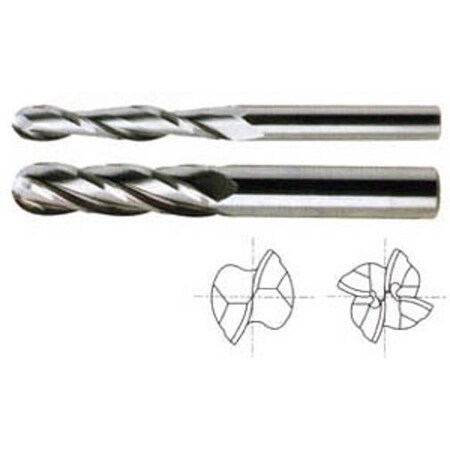 Yg-1 Tool 4 Flute Long Length Ball Nose Tin Coated Carbide 51565TN